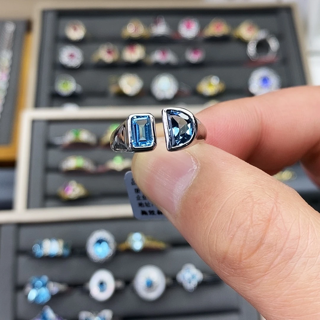 장***한戒指银S925镶嵌托帕石