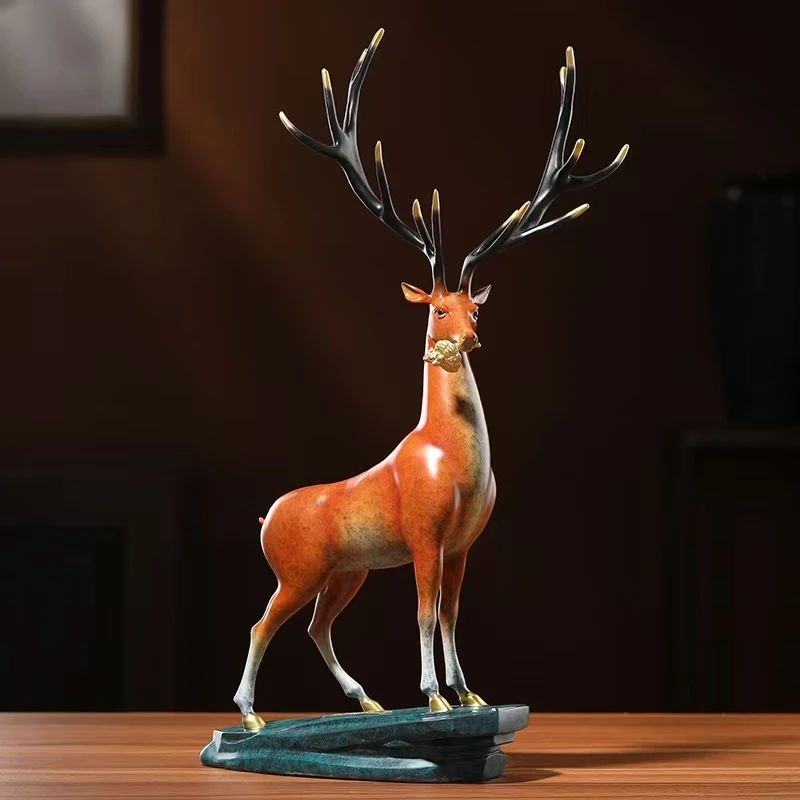 同欢福《福禄永恒》鹿摆件客厅玄关家居饰品办公室电视柜装饰乔迁