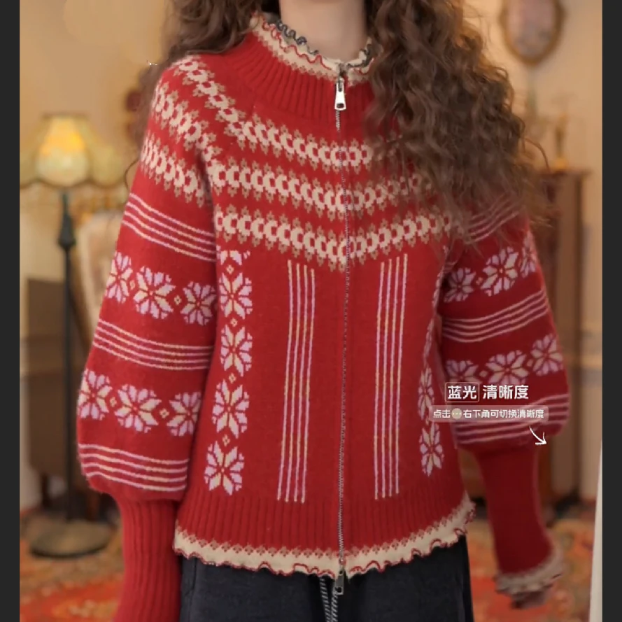 【木屋雪花】港风复古秋冬加厚针织宽松百搭网红显瘦毛衣