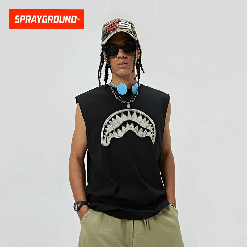 SPRAYGROUND 鲨鱼嘴无袖背心夏季印花LOGO运动美式JM WE020102