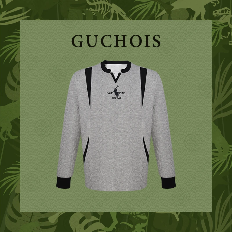 GUCHOIS 【征途者】欧式轻奢拼色卫衣拉夫刺绣百搭休闲长袖