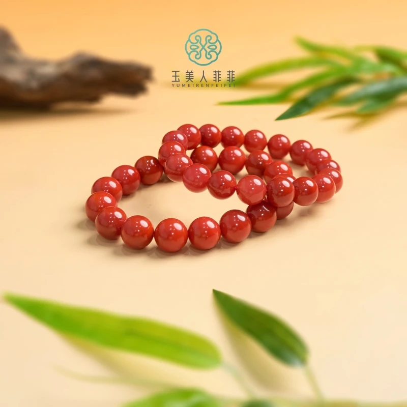婉君+南红玛瑙单圈-牛血红圆珠 多样性发一