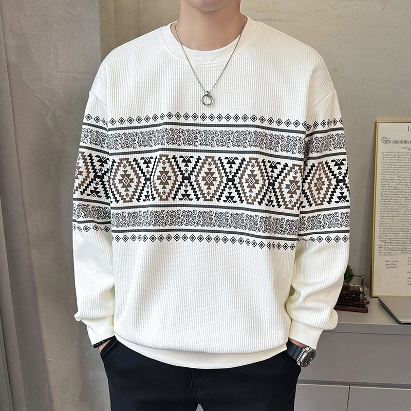 费韦戈摩圆领长袖卫衣男士秋季设计感国潮宽松休闲新款百搭上衣