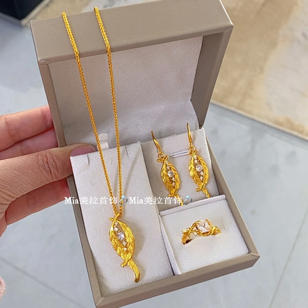 铜合金亚克力项链 新中式复古点钻拉丝宫廷风时尚首饰锁骨链饰品