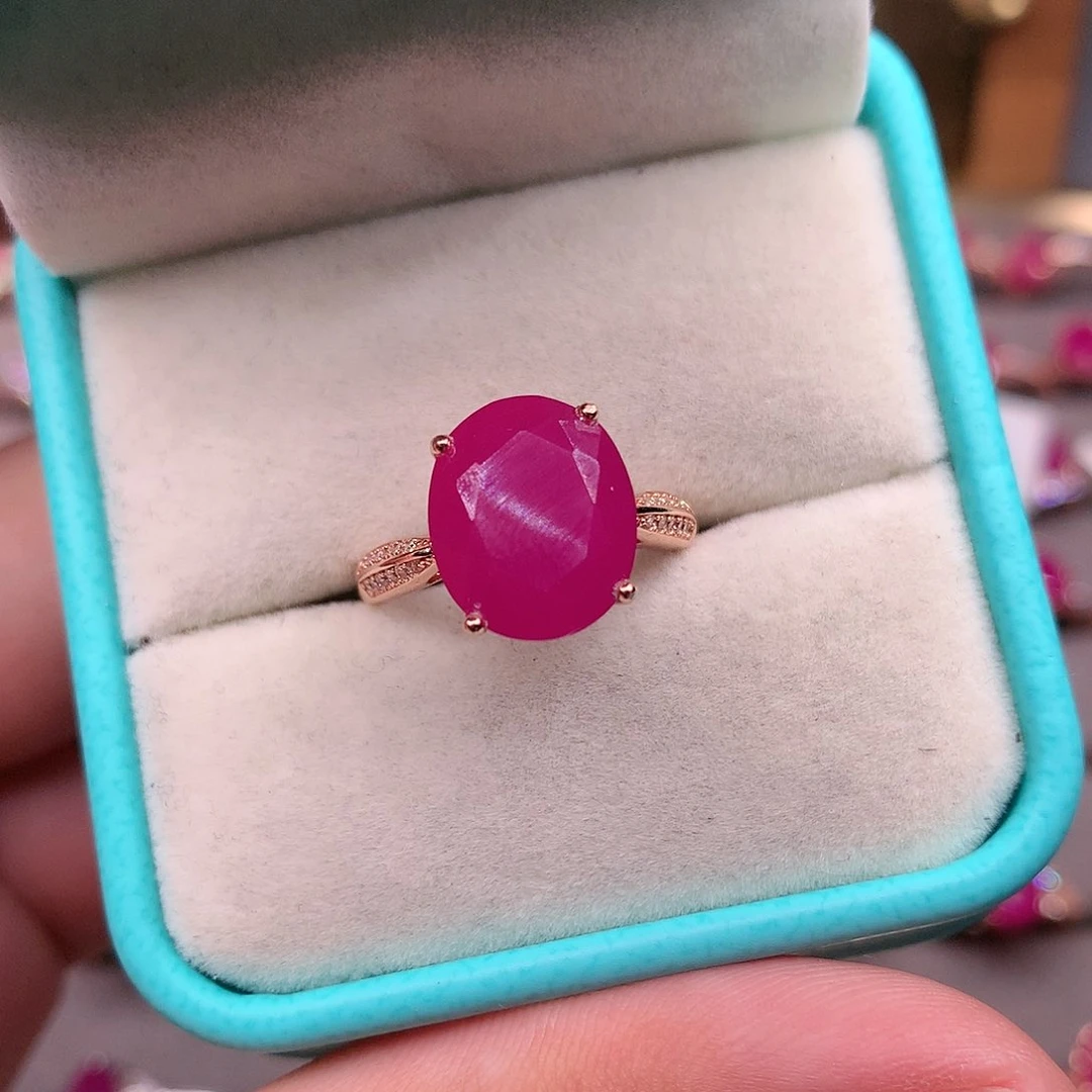 红宝石戒指银S925镶嵌幸**奶