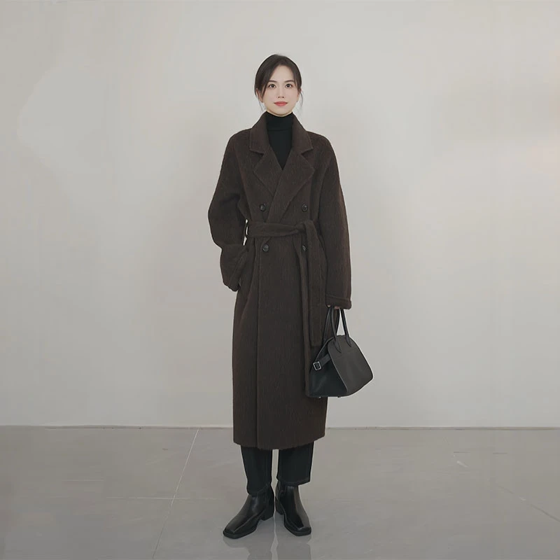 小禾【苏力801】100进口秘鲁苏力羊驼赫本风柔软舒适超保暖羊驼大衣