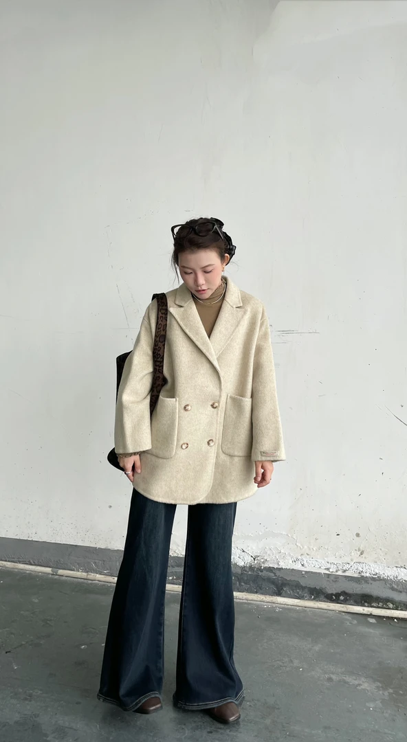 【英伦作家】秋冬新款翻领西装版型短款羊毛大衣
