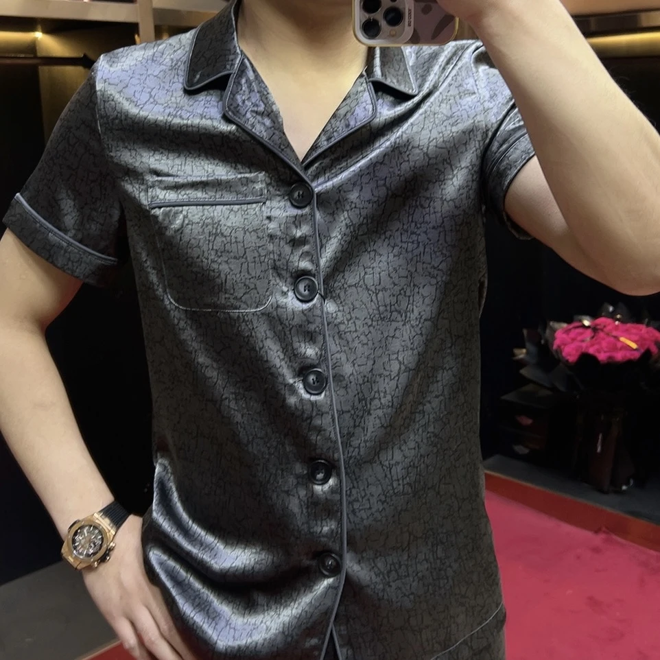 25086-夏季新款男士时尚休闲百搭薄款宽松简约潮流韩版家居服套装