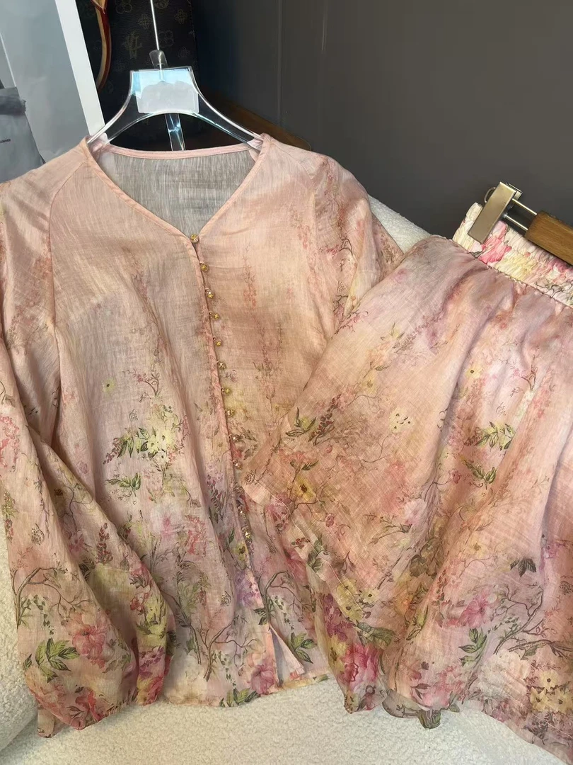 新中式夏季国风刺绣多扣宽松夏季套装258030