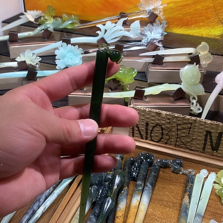 蛇纹石玉合金发饰