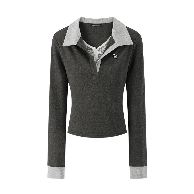 【Amy家】微胖mm纯欲风蕾丝拼接长袖上衣女秋冬设计感小心机打底T恤