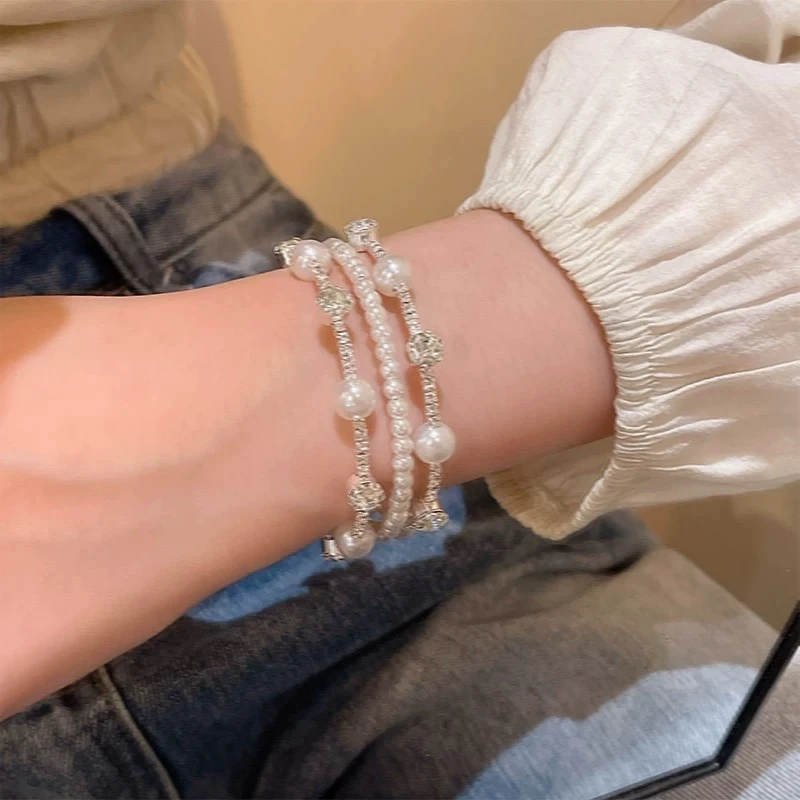 合金手链 三层带钻手环轻奢小众气质时尚精致手链仙气飘飘女A109