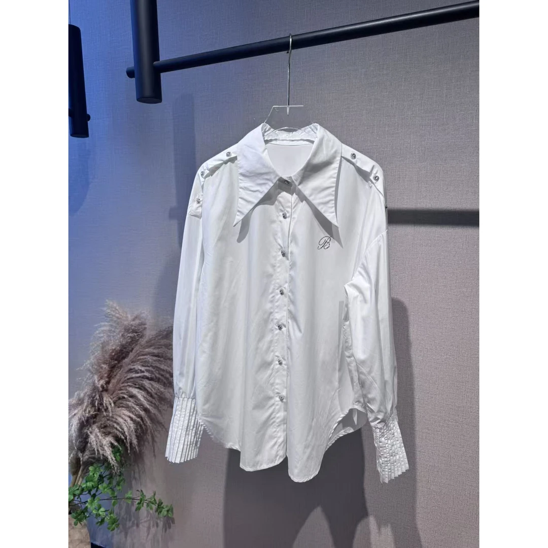 轻奢重工钉珠时尚百搭镶钻基础衬衫19-T0901120