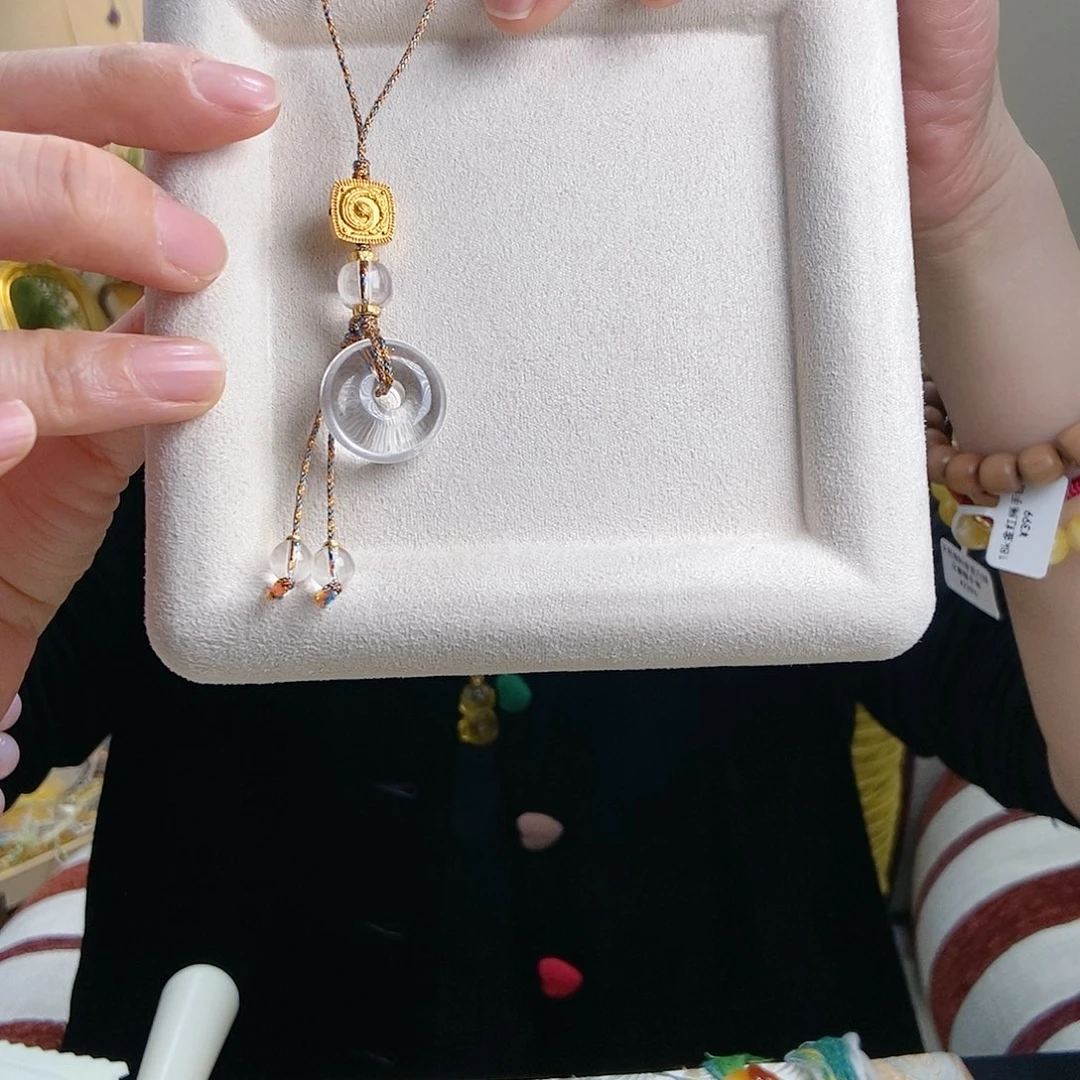 水晶吊坠(赠链)银S925镶嵌平安扣