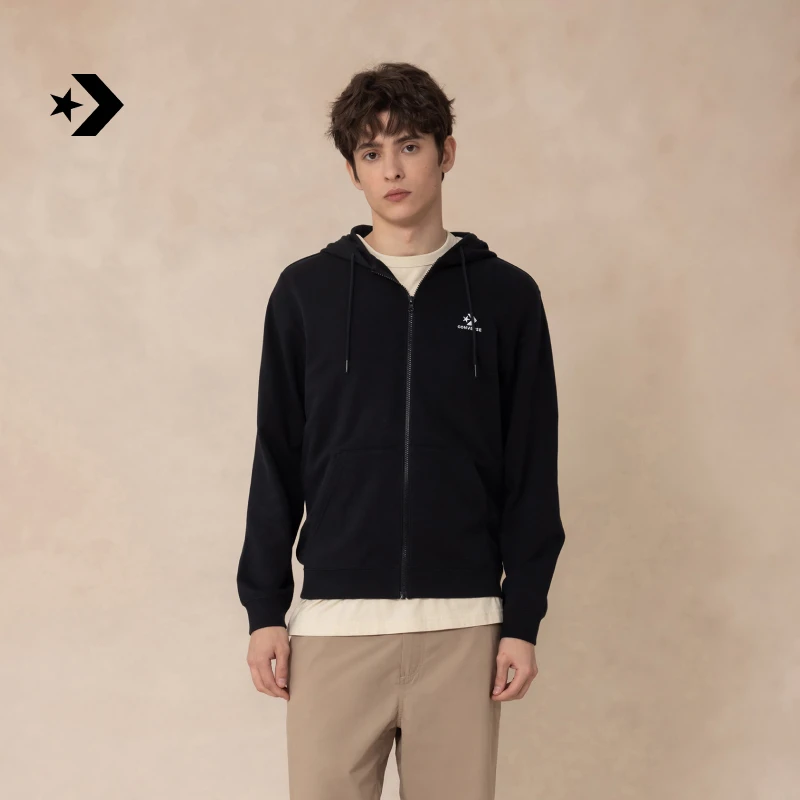 匡威男刺绣星箭拉链外套连帽卫衣CONVERSE MCH701