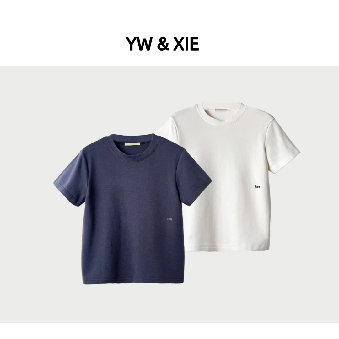 YW&XIEC7196春夏季设计感白色短袖t恤女宽松百搭休闲简约上衣潮