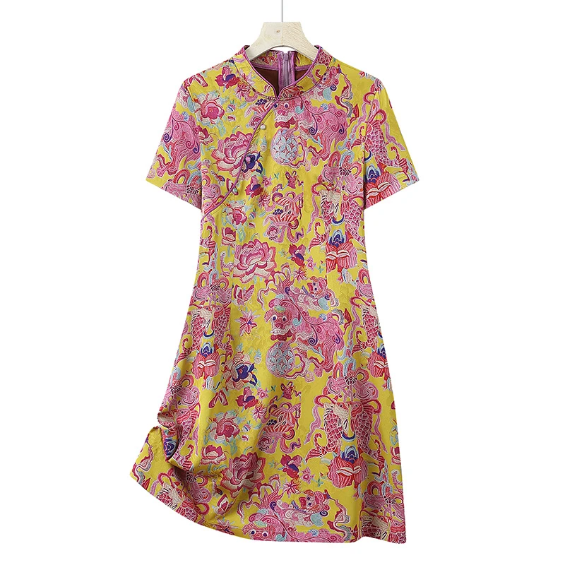 新中式盘扣夏季短袖套装洋气妈妈装纯色宽松简约风显瘦两件套大码