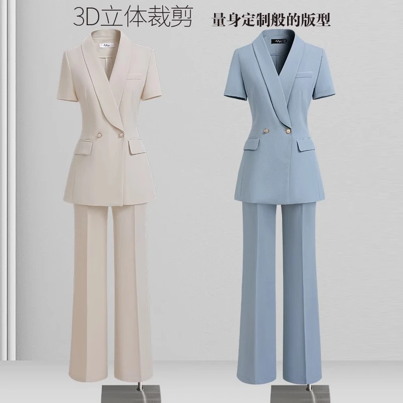休闲西装套装女夏季薄款短袖显瘦西装套装尚洋气高端女装女性