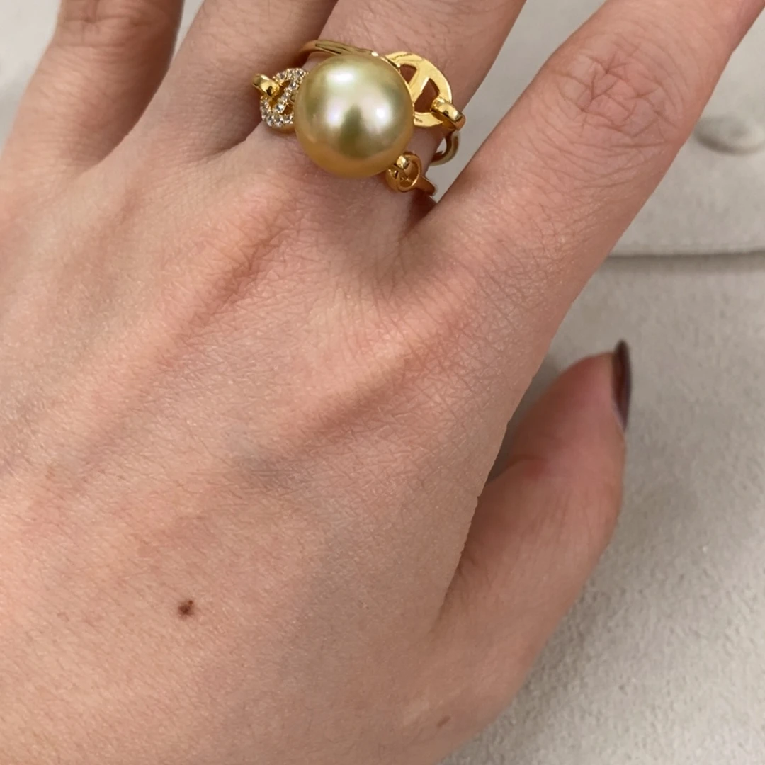 戒圈海水珍珠银S925镶嵌