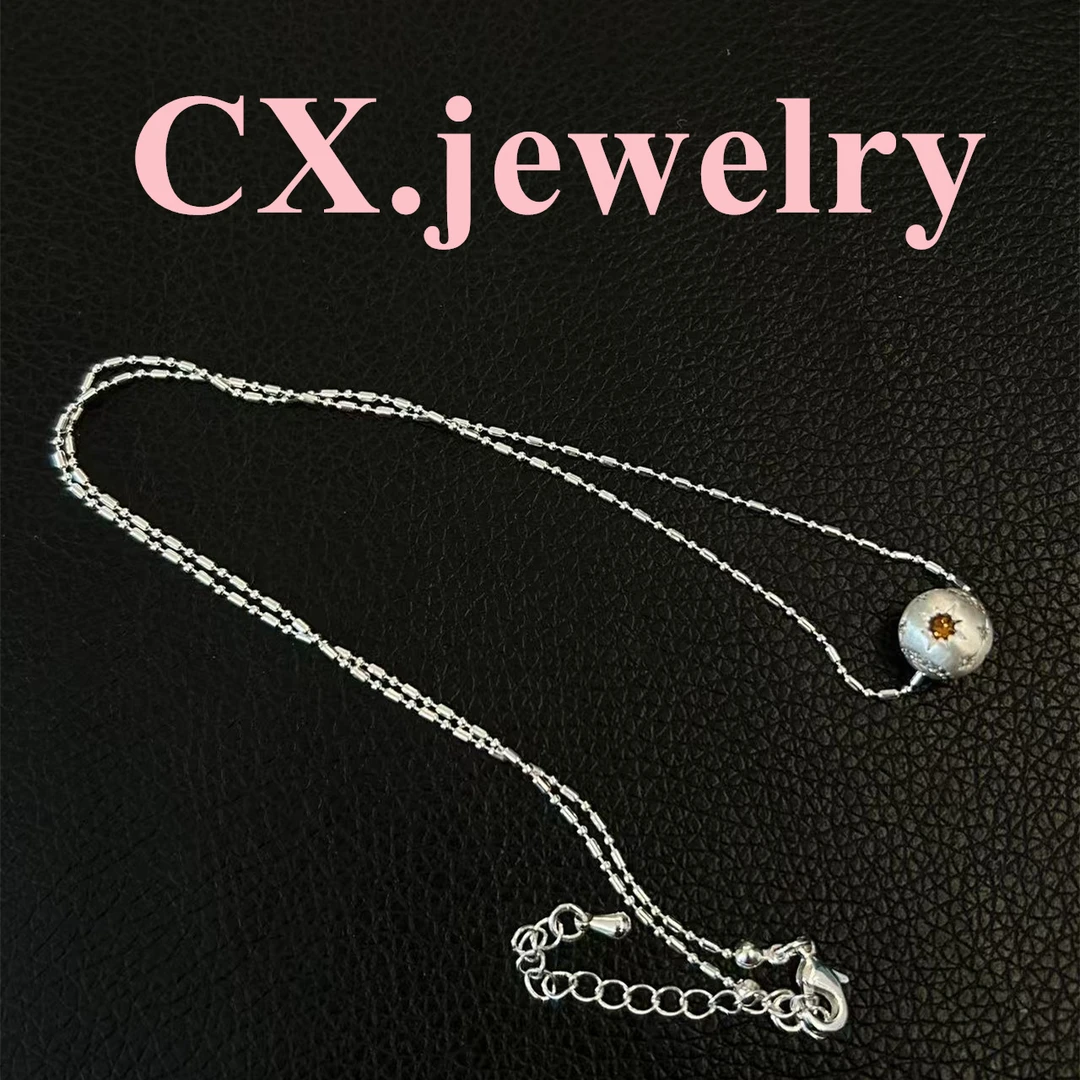 铜合金项链 银色小球吊坠项链  3022