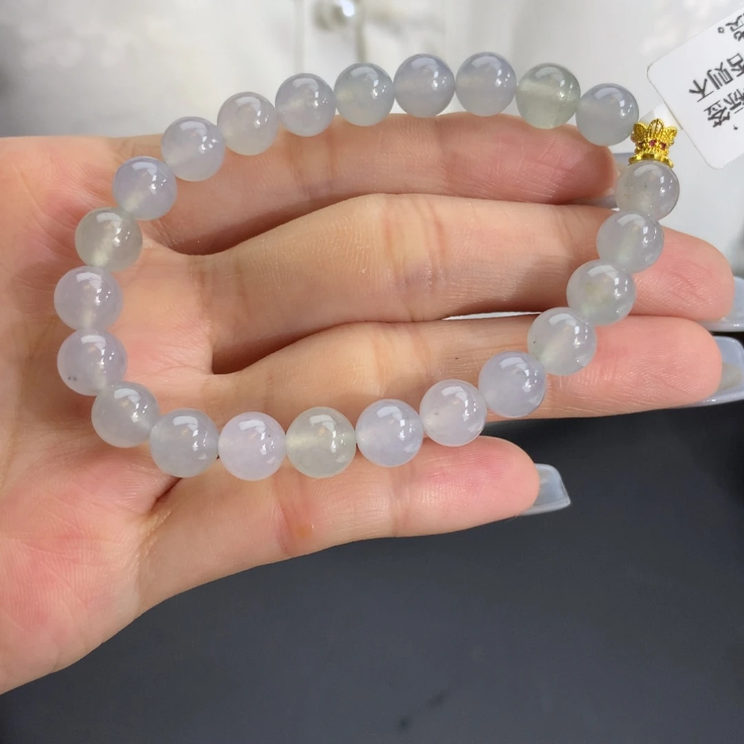 翡翠未镶嵌手串卡7.5冰胶马卡龙手串