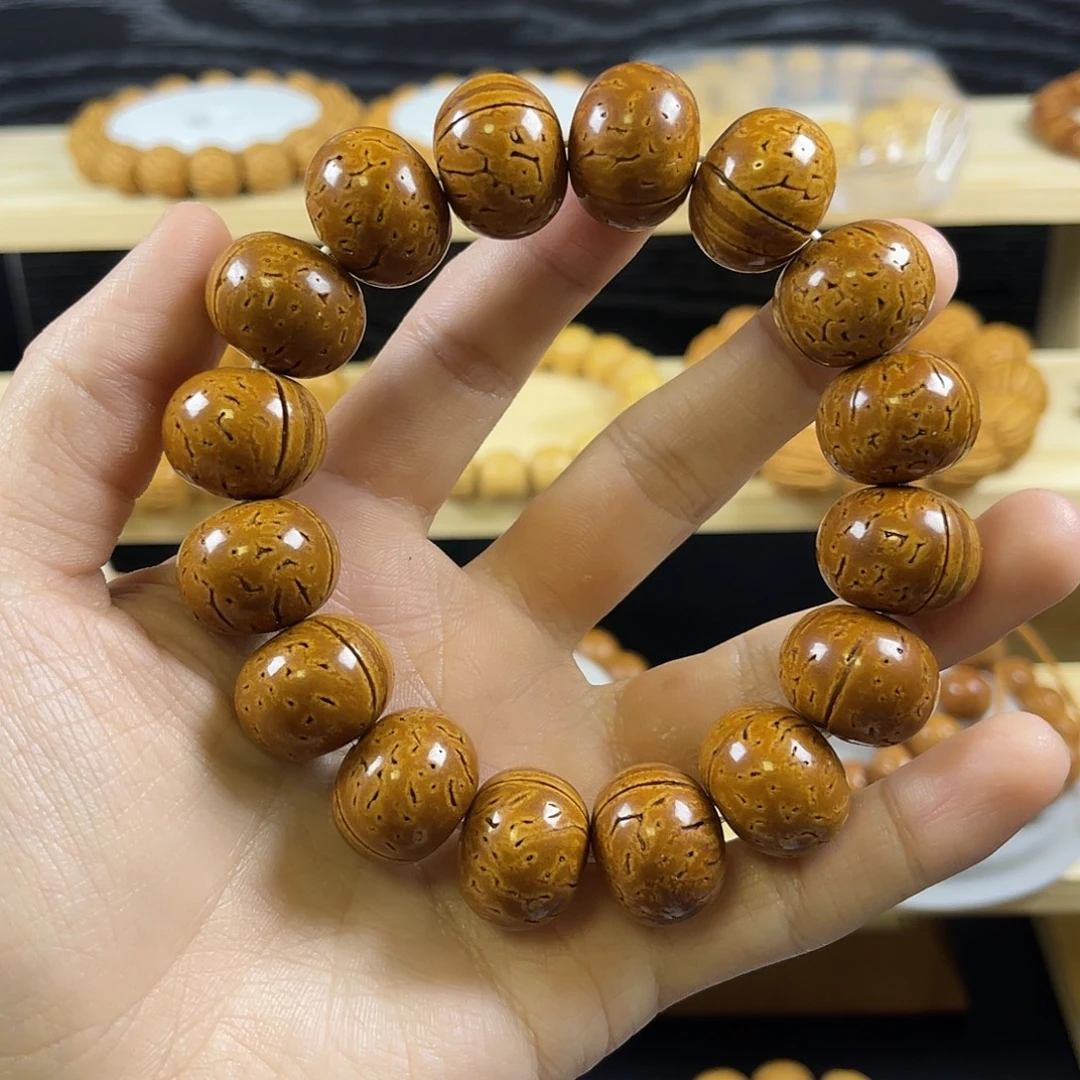 桃核吊坠东北桃核大苹果圆算盘珠光珠