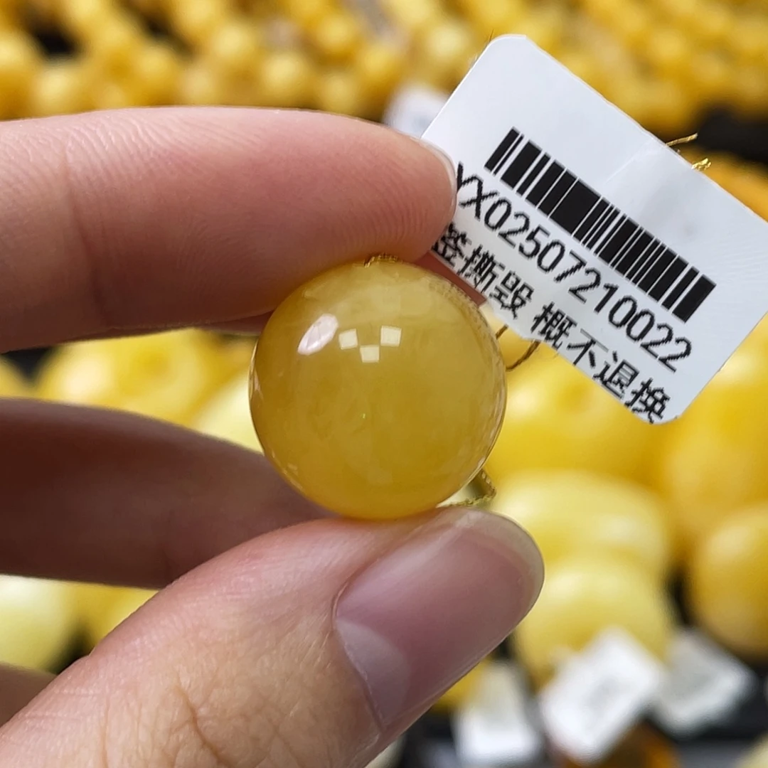 蜜蜡未镶嵌珠宝奇石16.8mm满蜜妖花 瑕