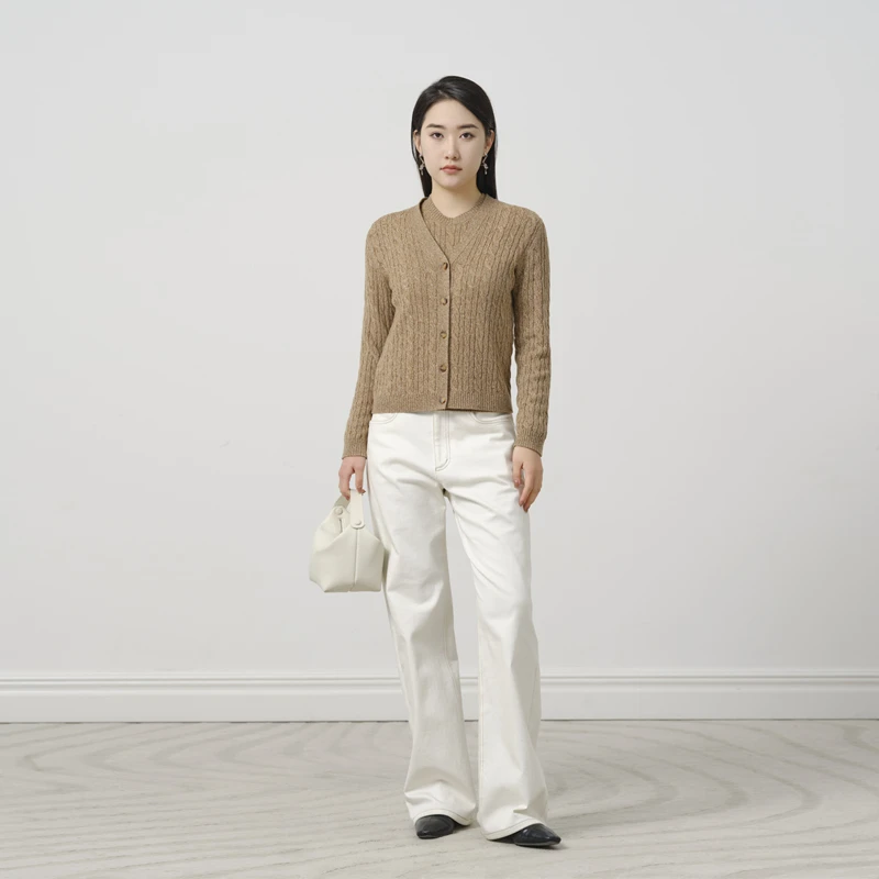 织希TESSITI｜春季新款温柔舒适美拉德羊毛长袖开衫