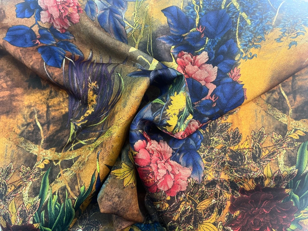 新中式高档仿真丝香云纱慧智兰心（门幅145）旗袍连衣裙面料2