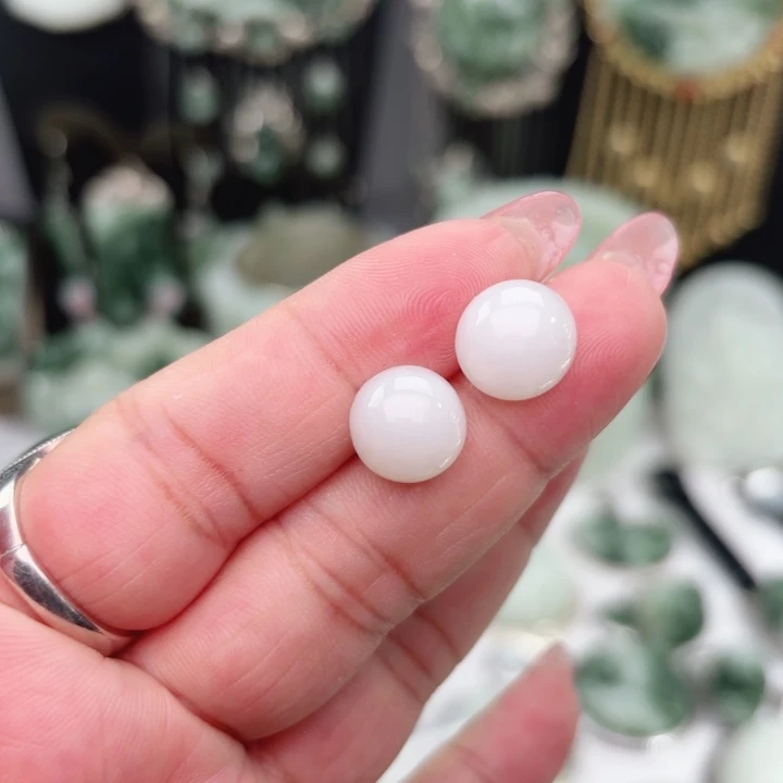 透闪石-蛇纹石玉银S925镶嵌耳坠