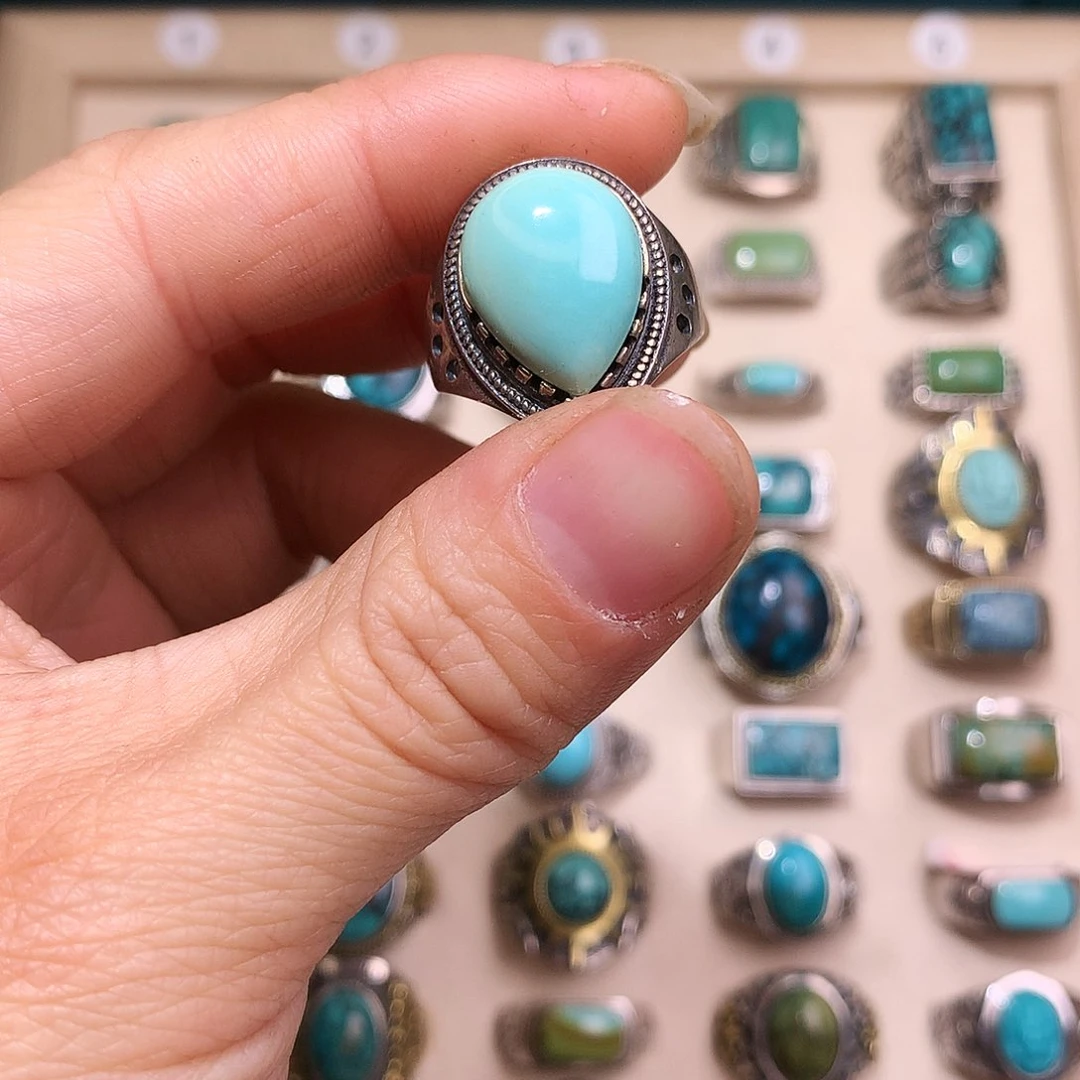 绿松石挂件银S925镶嵌