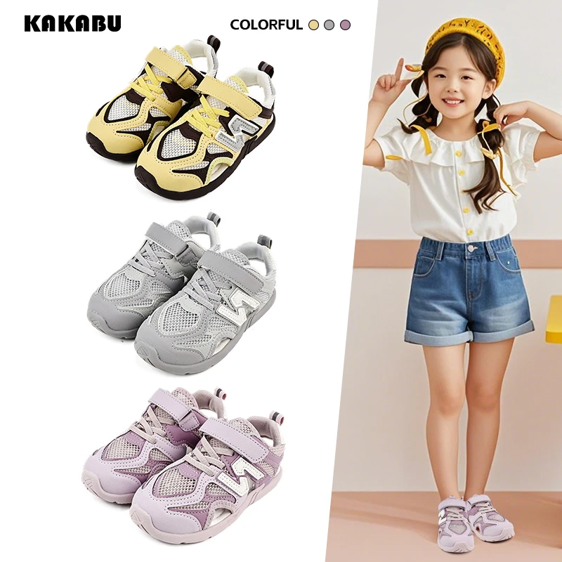 夏季新款魔术贴镂空透气包头儿童凉鞋轻便软底耐磨儿童鞋子1089