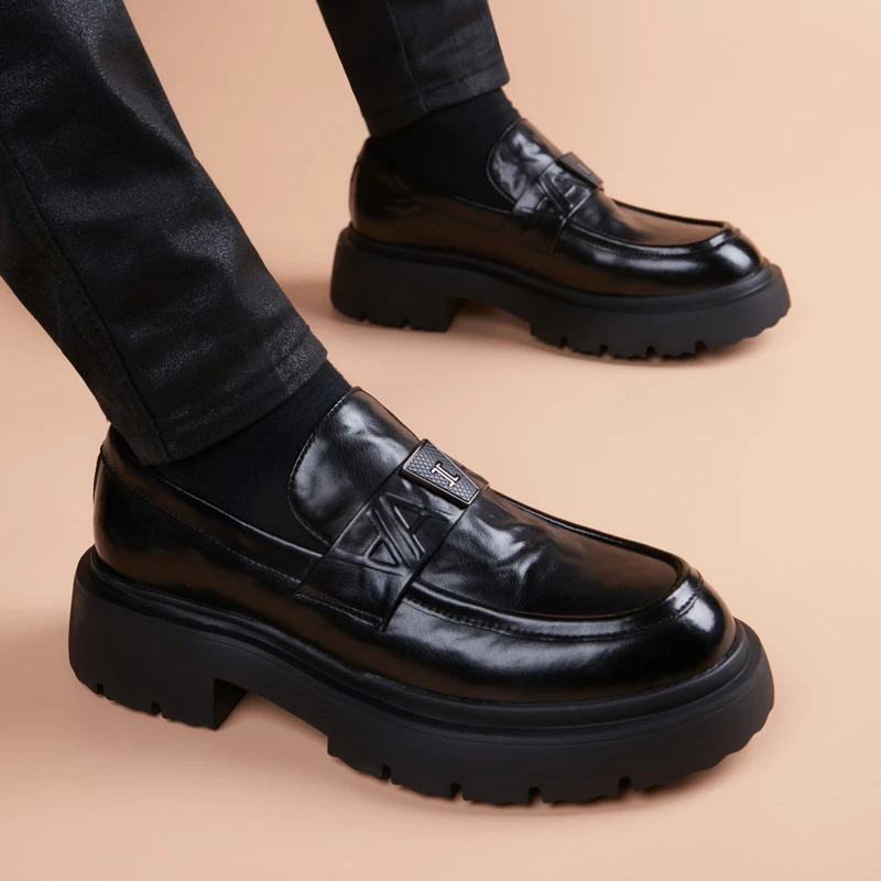 EAEOVNI皮鞋商务一脚蹬男鞋男士休闲软底时尚百搭潮流英伦乐福鞋