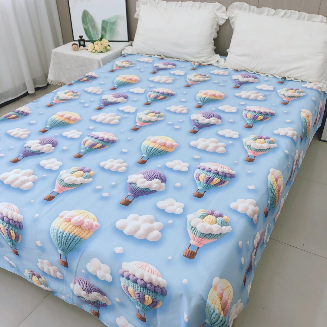 【布头福利】2.0米加厚布头100%纯棉温柔单件床单柔软清新-5D热气球