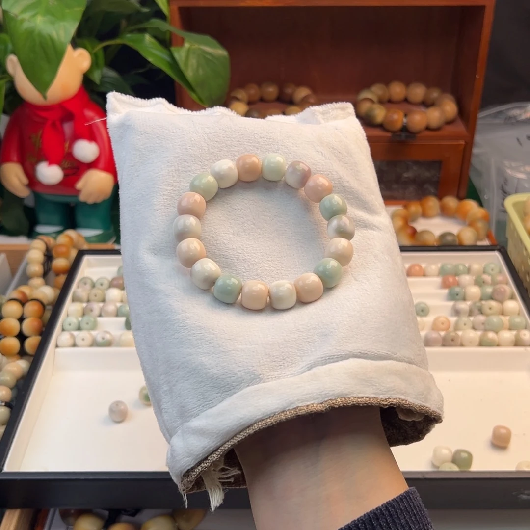 菩提根/象牙果手串粉蓝独角兽卡12