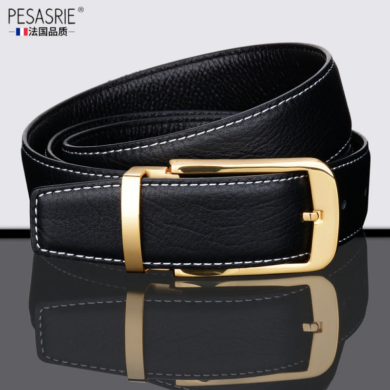新款皮带男式针扣头真皮头层牛皮铜扣休闲腰带韩版简约裤带男礼物
