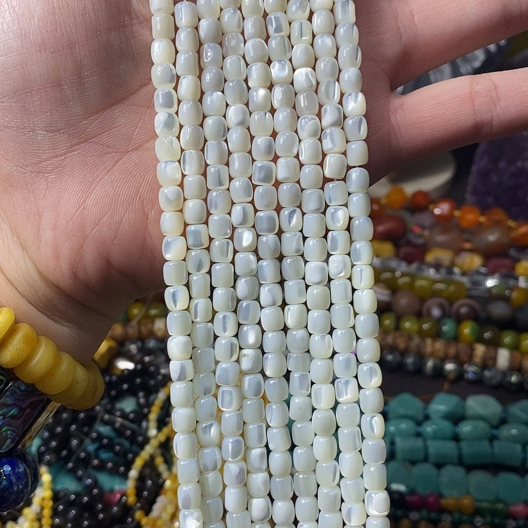 石英质玉未镶嵌，白蝶贝墩墩6mm，