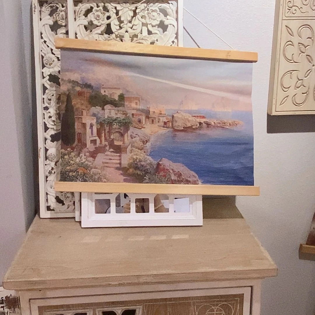 1***站木实木卷轴装饰挂画