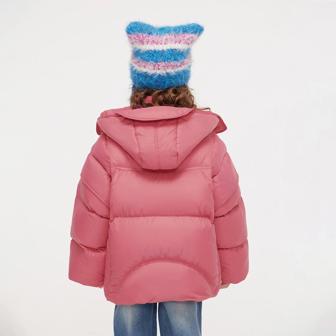媛媛公主FL媛2025冬女童中大童时尚连帽宽松保暖羽绒服14415F018