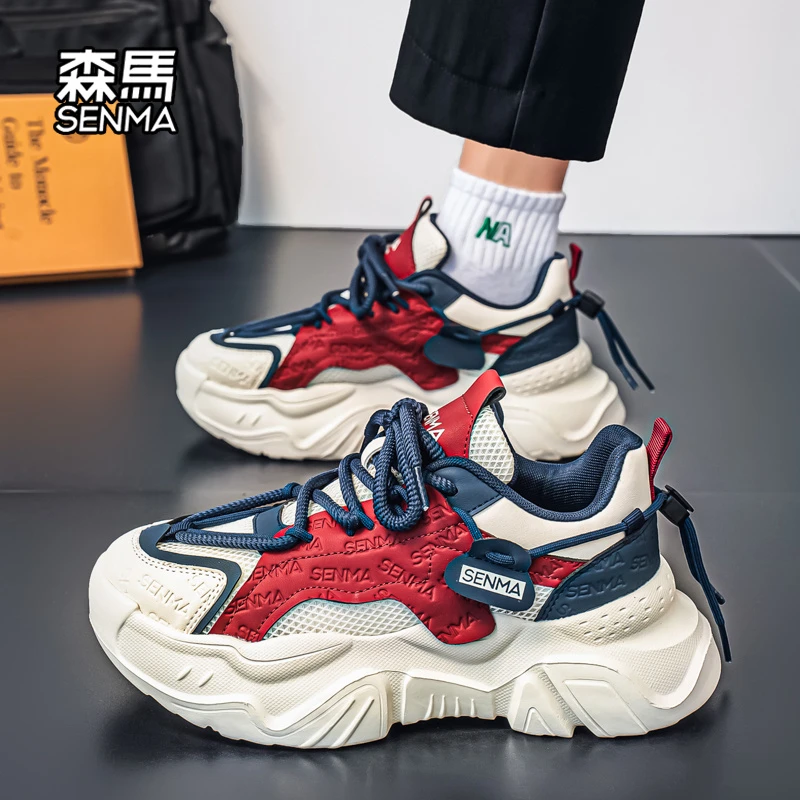 森马男鞋春秋季透气百搭网面运动鞋男士休闲高级感厚底增高老爹鞋