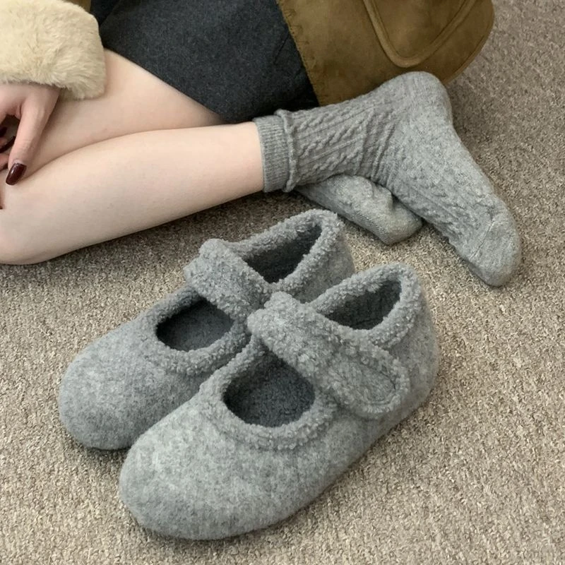 爆款厚底勃肯鞋女2025秋冬新款玛丽珍加绒保暖一脚蹬懒人豆豆棉鞋