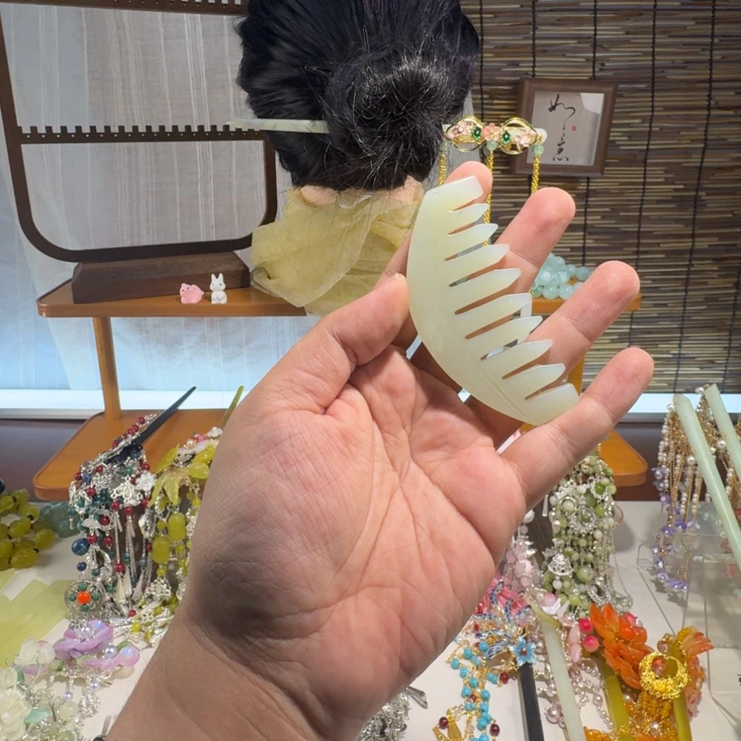 蛇纹石玉合金发饰