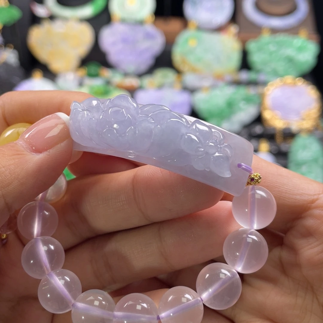 影***久翡翠未镶嵌手链代编织