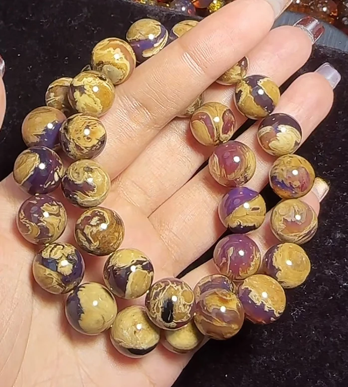 【齐福珠宝】2/12-28/12mm特级溶洞白花根珀圆珠手串(多样性发其一）