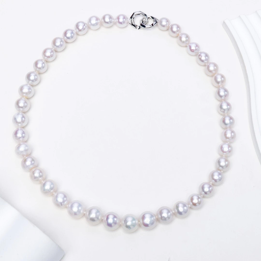 淡水珍珠极光琉璃曼塔圆巴全珠项链8-11mm