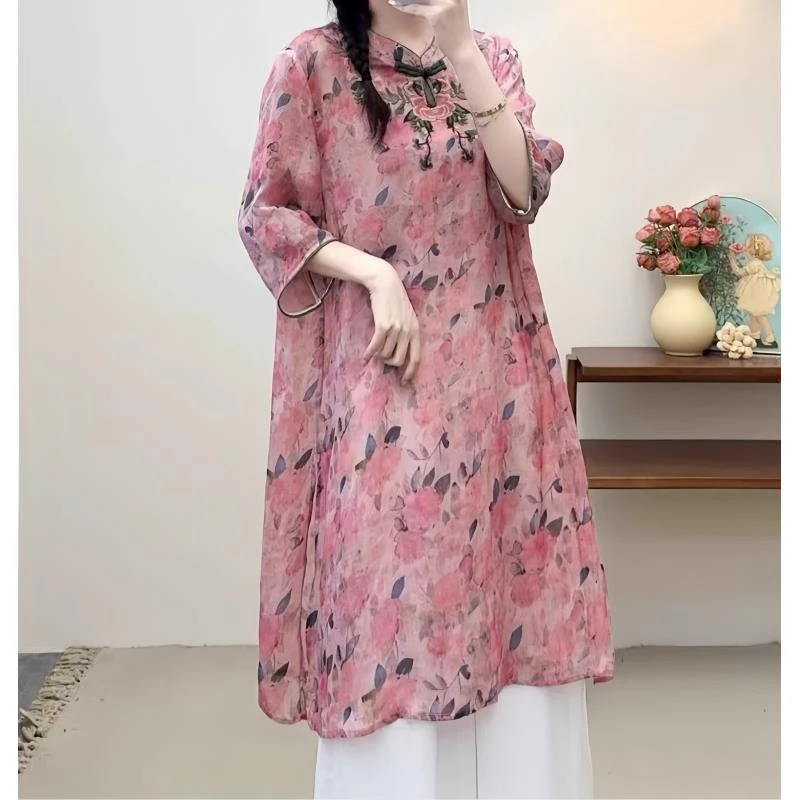 【奥兰多多&杨子家轻奢定制】松弛感苎麻中长款上衣7093