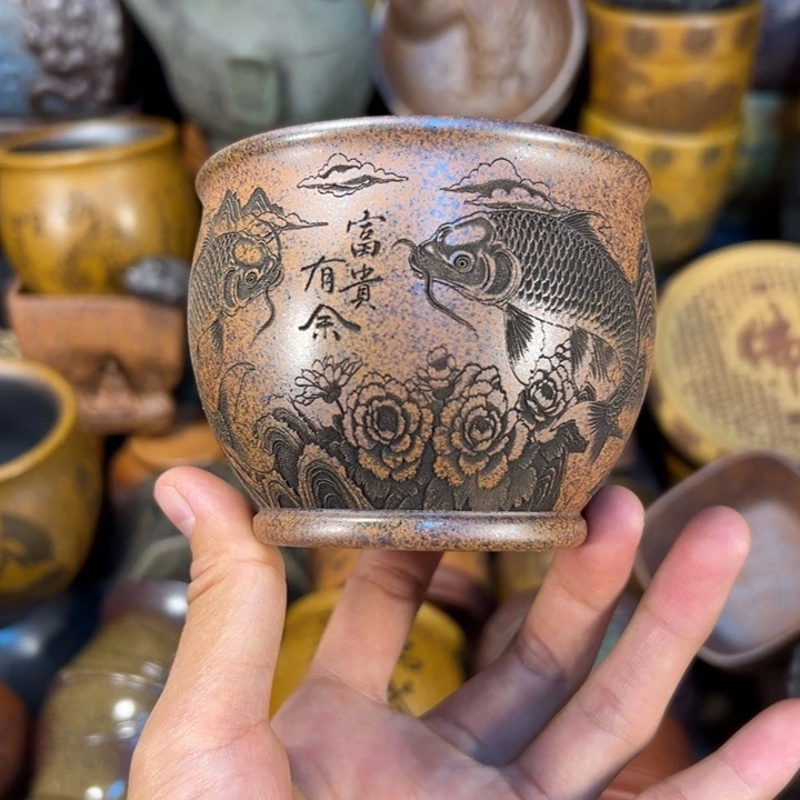 紫砂茶杯宜兴紫杯子