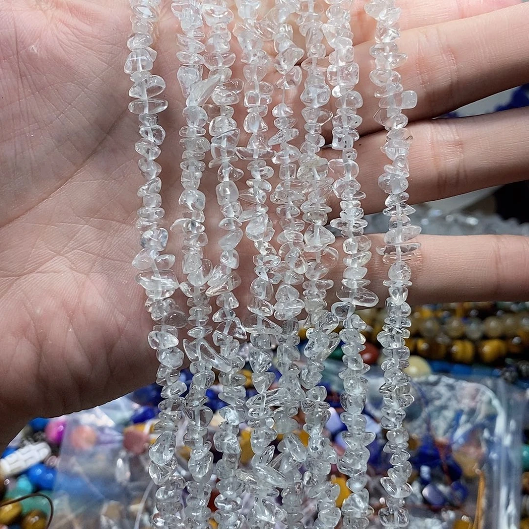 石英质玉未镶嵌，高透天然白水晶碎冰冰加长款80mm，