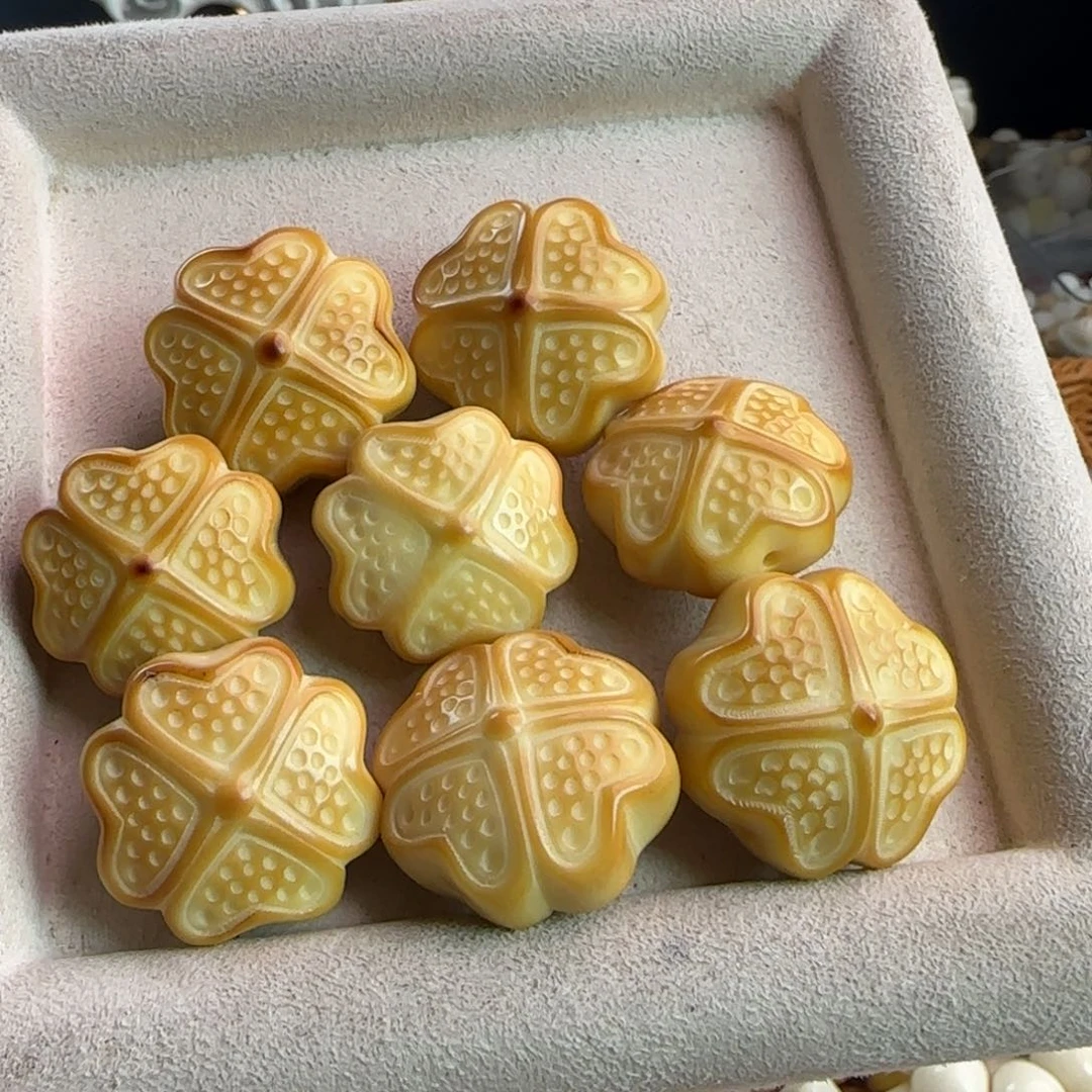 吊坠菩提根/象牙果微瑕牙果卡28+炭烤大四叶草10颗