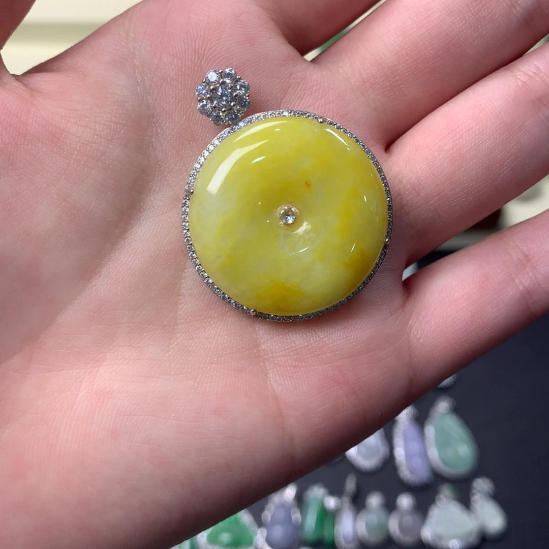 翡翠银S925镶嵌挂件